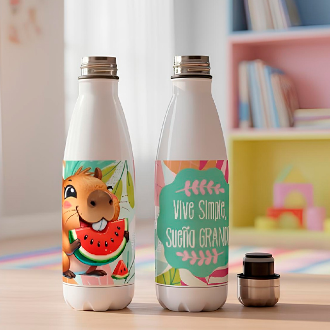 regalos-personalizados-arcoiris-creativo-Botellas-de-acero-inoxidable-capibara