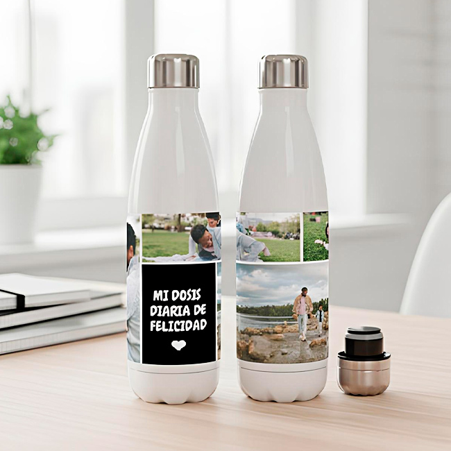 BOTELLAS DE ACERO INOXIDABLE PERSONALIZADAS CON 5 FOTOS