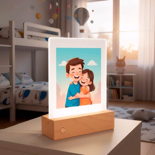 FOTO PANEL PERSONALIZADO CON BASE LED CRISTAL 