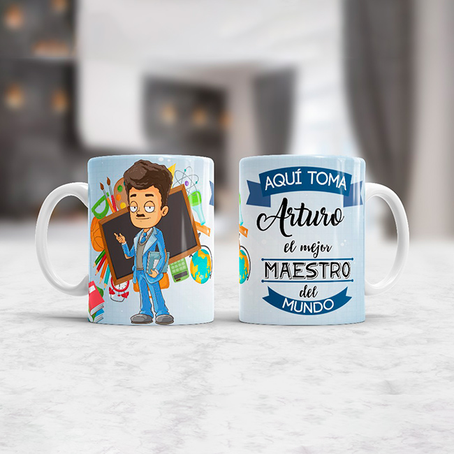 TAZAS PERSONALIZADA CON EL NOMBRE PARA MAESTROS