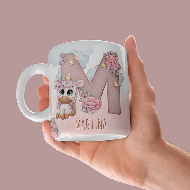 TAZAS CON FIGURA INICIAL Y NOMBRE