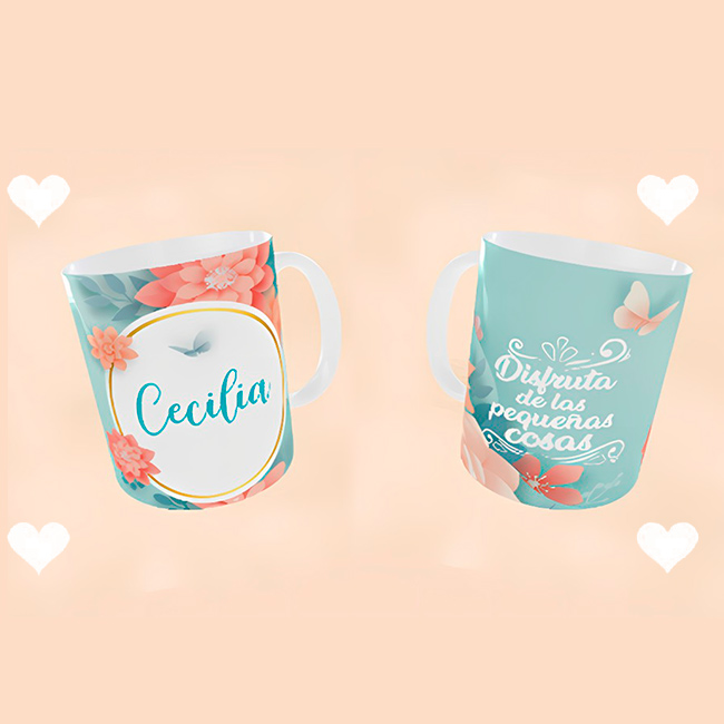 TAZAS CON FRASE INSPIRADORA Y NOMBRE