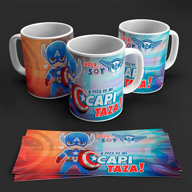 TAZAS INFANTILES PERSONALIZADAS DE CAPITAN ÁMERICA