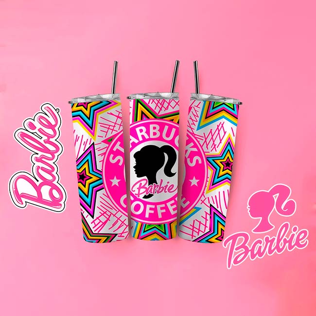 regalos-personalizados-arcoiris-creativo-VASOS-TERMICOS-PERSONALIZADOS-ALARGADOS-CON-PAJITAS-barbie-coffee